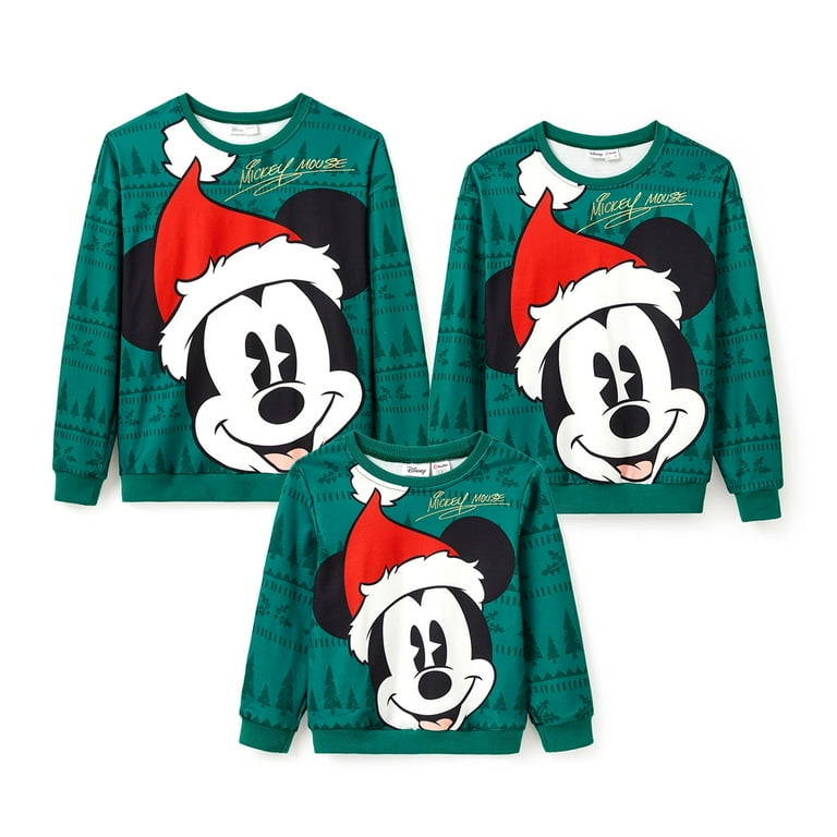 Disney Mickey Mouse Womens Sweatshirts Christmas Green Graphic