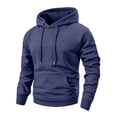 thumbnail image 2 of LNZGNM Mens Hooded Sweatshirts Athletic Work Drop Shoudler Drawstring Hoodies Pullover Sweatshirts Long Sleeve Shirts,Navy(M), 2 of 6