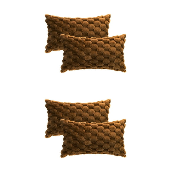 NOMADIC NOOK Pack of 4 Faux Fur Decorative Pillow Covers Fuzzy Plush Cushion Covers Dark Brown 12" x 20"