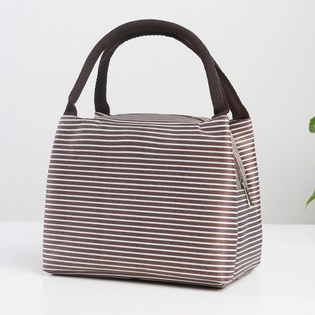 Bolsa De Almuerzo Con Aislamiento Viaje Escolar Bolsa De Almuerzo Para Llevar Impermeable Térmica Al Aire Libre-Color Café