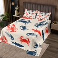 thumbnail image 2 of YST Ensemble de Courtepointe Animal Marin Simple Crabe Homard Couvre-Lit pour Adolescents Garçons Requin Poisson Crevette Fond Rétro Ensemble de Literie Bleu Rouge Vie Océanique, 2 of 5