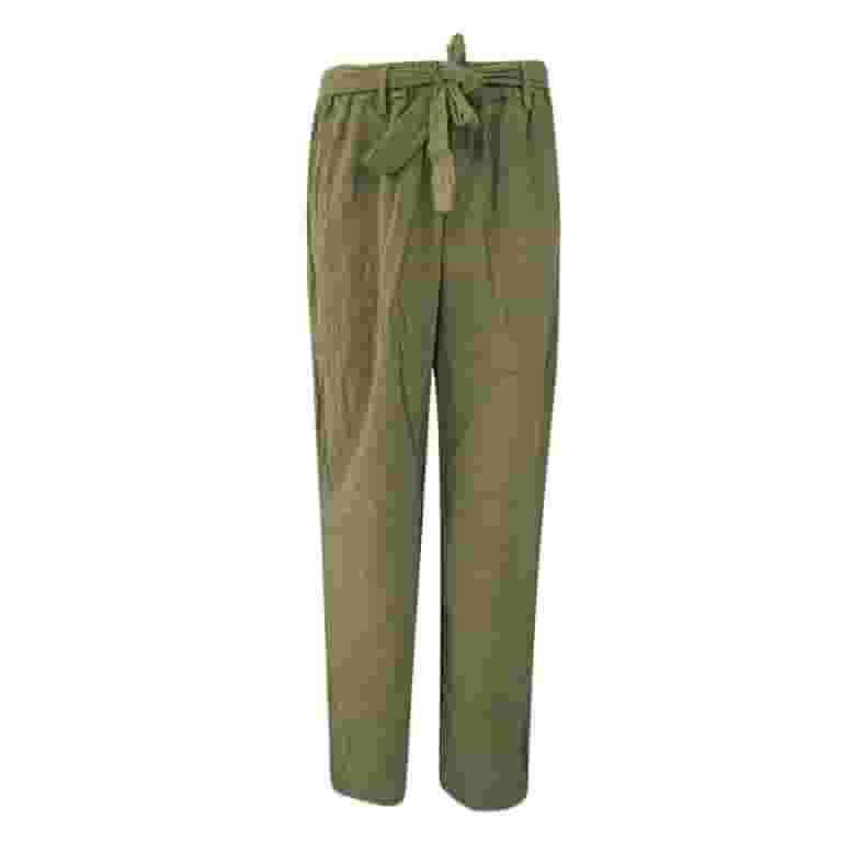 パンツ SEMI COUTURE Women Straight Pants Y5SM19PL N78 GREEN Kojanyu Elastic Waist Linen-Blend Wide Pants - Fashion Women