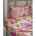 thumbnail image 2 of Ambesonne Vintage Fitted & Top Sheet Set with Shams, Roses on Wood Backdrop, Pink Orange, 2 of 4