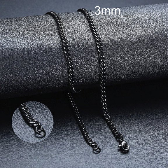 CREDIBLE  Black colors  Stainless Steel  Rope Chain  Necklace for Men ,Women 3MM  22 Inches
