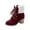 Red, variant on Fesfesfes Boots Women Shoes Solid Color Casual Fashion High Heels Wear-resistant Lace-up Pointed Warm Thick Fleece Suede Snow 6(37)