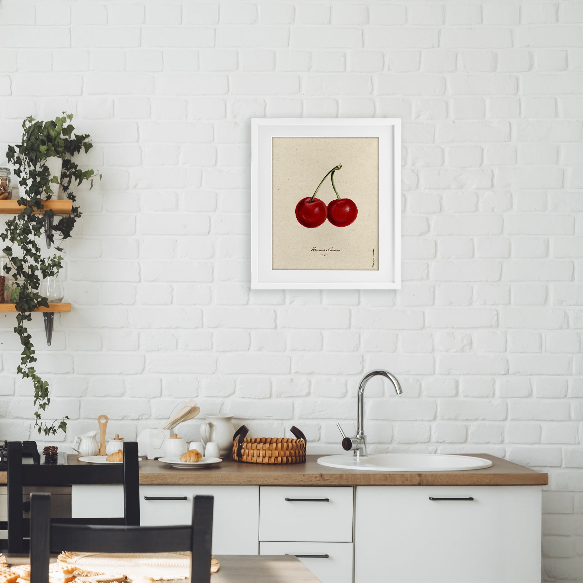 Stupell Industries Cherry Fruit Portrait White Framed Print Under Glass, design by Danielle Murray