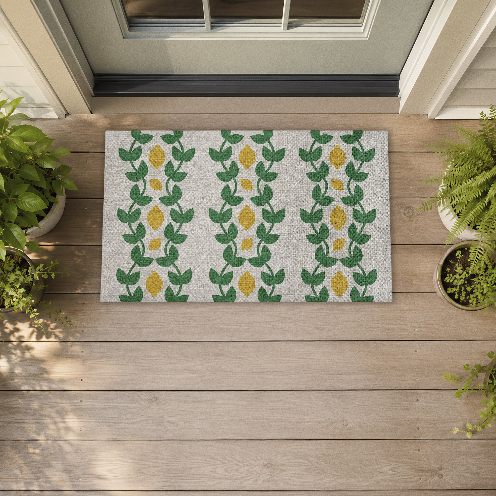 Stupell Industries Vertical Lemon Vines Printed Outdoor Imitation Sisal Floor Mat, design by Lil' Rue