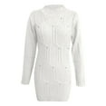 thumbnail image 6 of DHFJKG Sweater Dress For Women Knit Jacquard Slim Fit Crewneck Long Sleeve Sweaters Mini Dress With Pearl Appliques Winter Solid Color Classic Dresses, 6 of 7