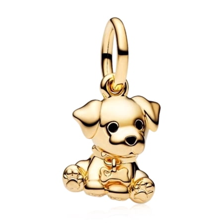 ROSIANNA 925 Sterling Silver Charm for Bracelets Golden Dog Pendant Charm Women Bracelet Charm