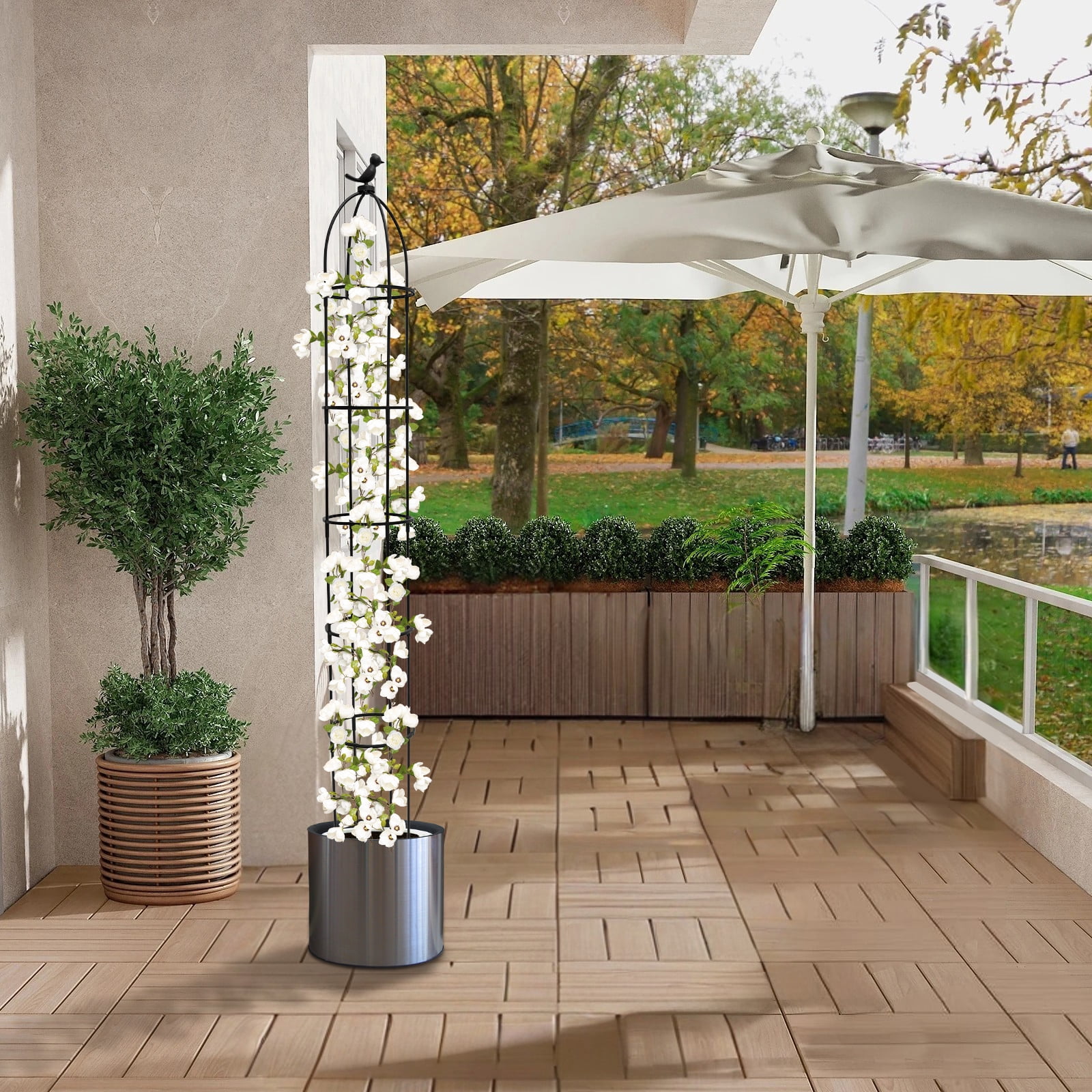 NUAHRHY Outdoor Garden Rose Bush Flower Obelisk 6Ft Trellises Tomato Tower For Climbing Plant Tall Sturdy Trellis Detachable Plants  For Vine Cucumber