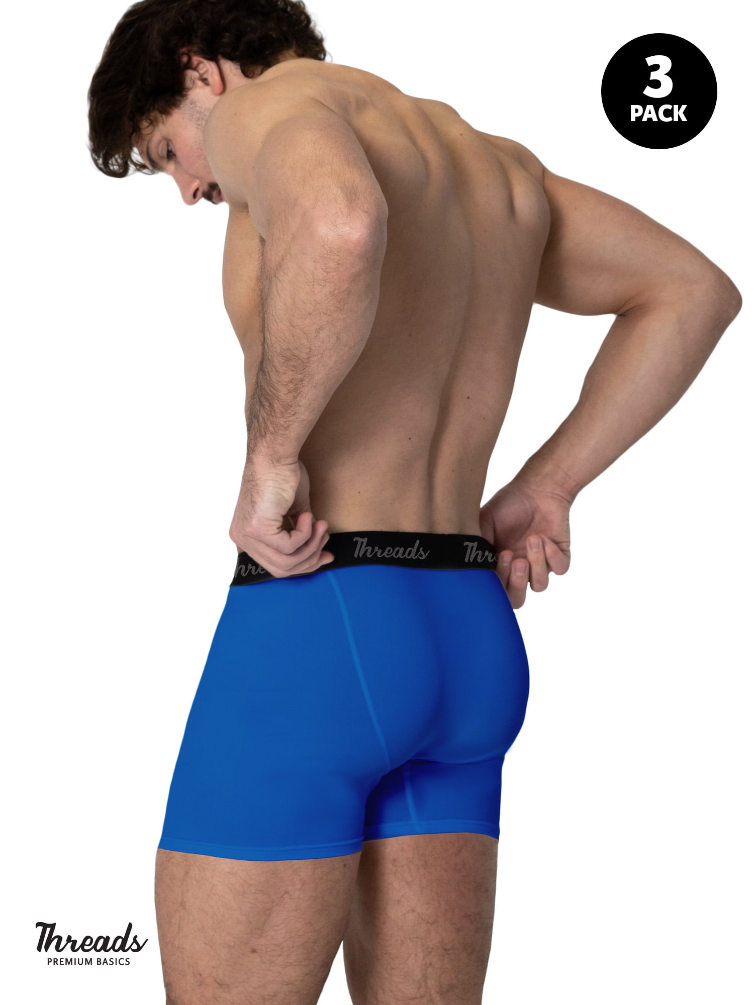 Threads Men's Underwear, 3" Ultra-Soft Boxer Trunks, Moisture Wicking, Anti-Odor, 3 Pack