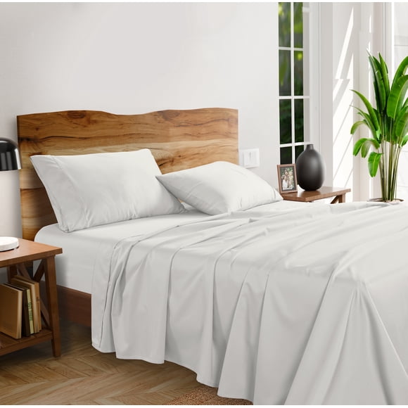 Casa Platino Juegos de Cama Queen: 1000 Hilos 100% Egyptian Cotton, Comodidad de Lujo Premium para Hotel, Acabado Satinado, Bolsillo Profundo de 15", Fácil Cuidado - Blanco