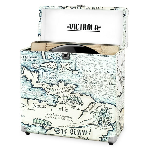 Estuche de transporte y almacenamiento de discos de vinilo vintage Victrola Se adapta a todos los discos estándar: 33 1/3, 45 y 78 RPM Capacidad para 30 álbumes Perfecto para su colección de discos pr Victrola VSC-20-P4