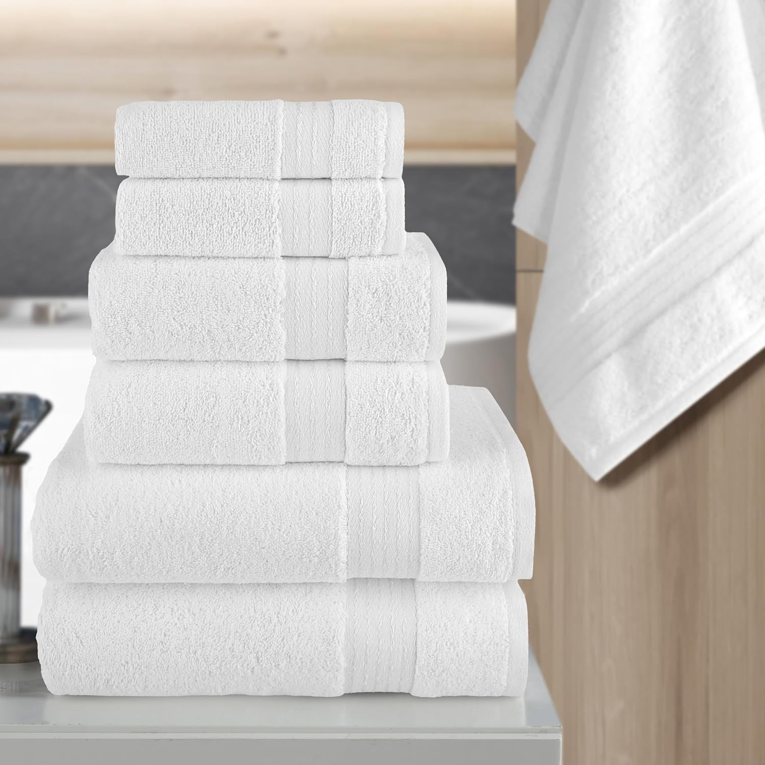 6-Pack Cotton 100 % Highly Absorbent Shower Towels, White