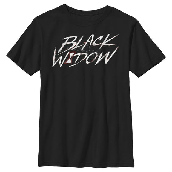 Boy's Marvel Black Widow Chalk Logo  Graphic Tee Black Medium
