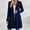 Navy, variant on Women's Solid Color V‑Neck Open Front Long Sleeve Longline Cardigan, Casual Duster Outerwear with Side Pockets Navy S