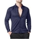 thumbnail image 2 of Blusa y camisa de manga larga con cuello vuelto para hombre, informal, con botones, lisa, de manga larga, transpirable, de poliéster, 2 of 4