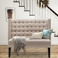 thumbnail image 4 of 46" Small Modern Loveseat Settee Sofa 2-Seat Sofa Couch Tufted Love Seat Dining Bench with Nail Head Trim Back Banquette Sofas for Living Room Small Space Entryway Hallway Khaki, 4 of 9
