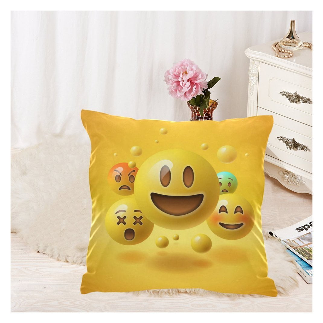 ZKGK Cute Smiley Emoji Emoticon Face Zippered Cushion Pillowcase 18 x