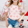 thumbnail image 2 of YunPes Girls Short Sleeve Shirts Floral Graphic Printing T Shirts Teens Kids Crewneck Tee Summer Trendy Preppy Cute Tops Clothes, 2 of 5