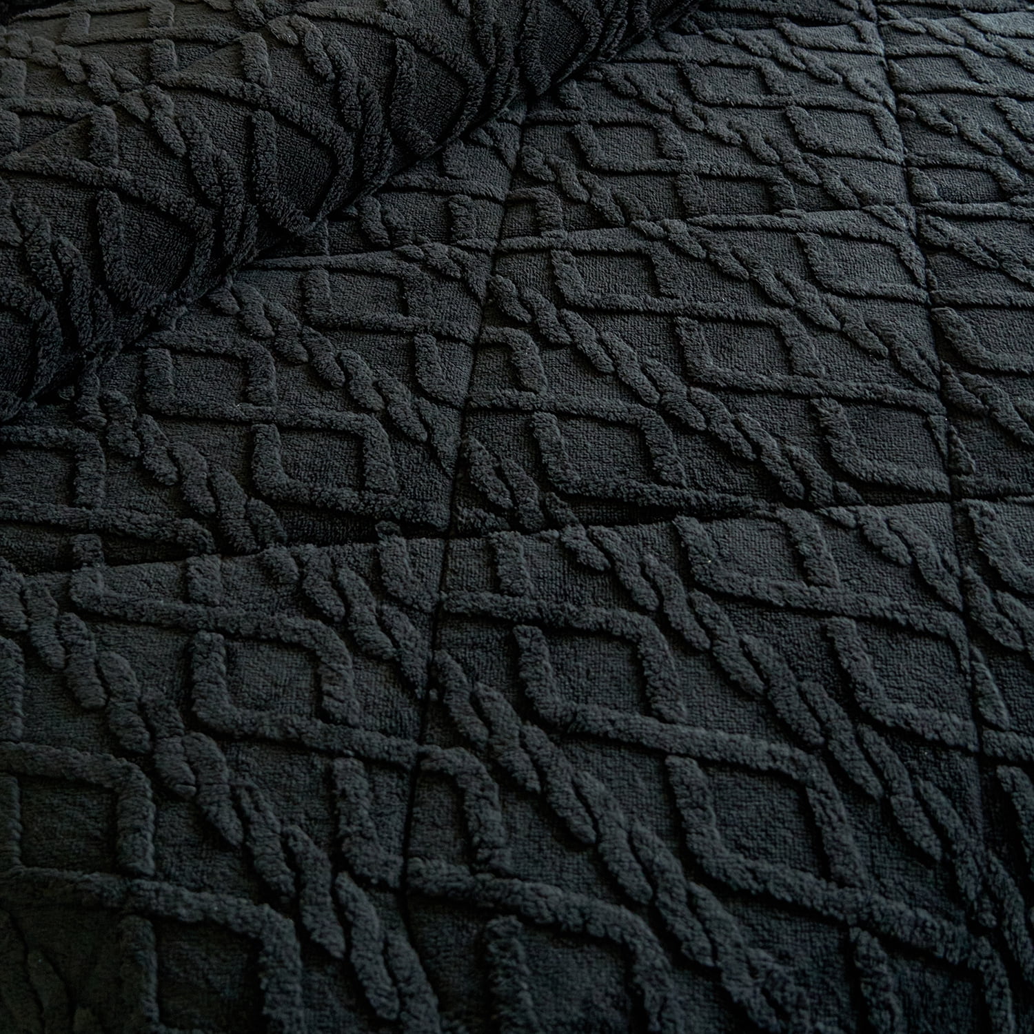 NC Winter Warm 3 Ply Borrego Fleece Black Soft Microfiber Bed Blanket, Queen
