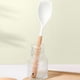 thumbnail image 4 of Espátula de silicona antiadherente y cuchara de sopa | Utensilio de cocina con mango de madera extendido, resistente al alto calor, blanco, 13.9in, seguro contra arañazos para utensilios de cocina, 4 of 6