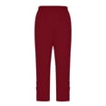 thumbnail image 6 of Hurxie Capris for Seniors Stretchy Buttery Soft Capri Leggings Athletic Workout Cropped Elastic High Waisted Yoga Pants Wine,XL, 6 of 7