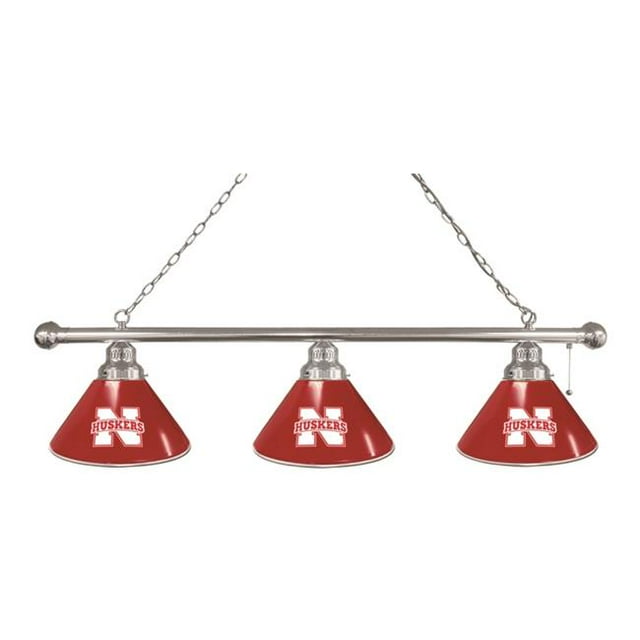 Holland Bar Stool BL3CHNebrUn Nebraska Huskers 3 Shade Pool Billiard Light, Chrome