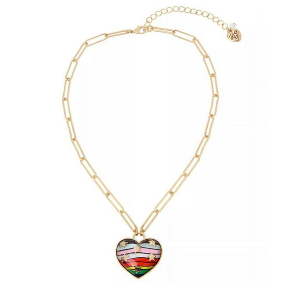 Betsey Johnson Rainbow Heart Pendant Necklace