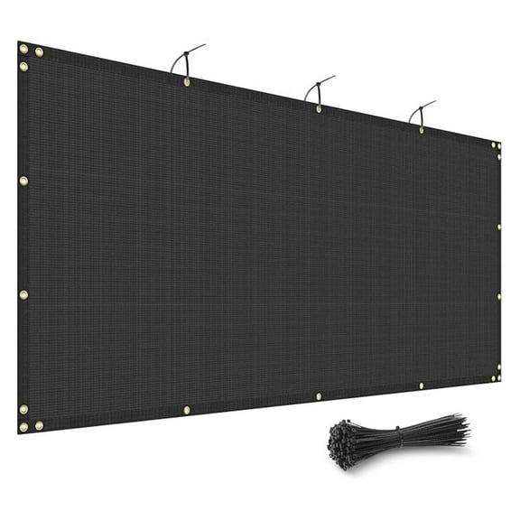 8' x 12' Black Fence Privacy Screen Outdoor Heavy Duty Fencing Mesh Net Outside UV Blockage Windscreen Fabric Shade Cover Tarp for Wall Backyard Patio Garden, Cable Zip Ties Included