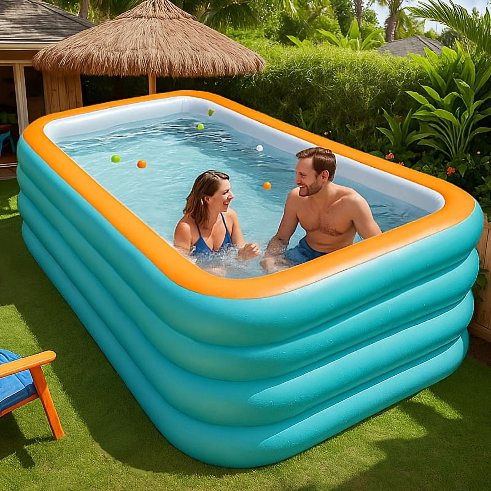 Extra-Large Inflatable Home Swimming Pool. Blue And White Swimming Pool, Foldable Outdoor Pool for Gardens, Perfect for Parties And Events.
