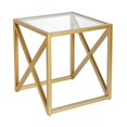 thumbnail image 1 of Henn&Hart 20" Brass Metal/Glass Side Table, 1 of 9