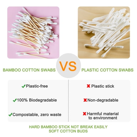 EYX FORMULA 1000 COUNT COTTON SWABS IN A STORAGE BOX, DOUBLE TIPS BAMBOO COTTON SWAB FOR EARS & MAKEUP