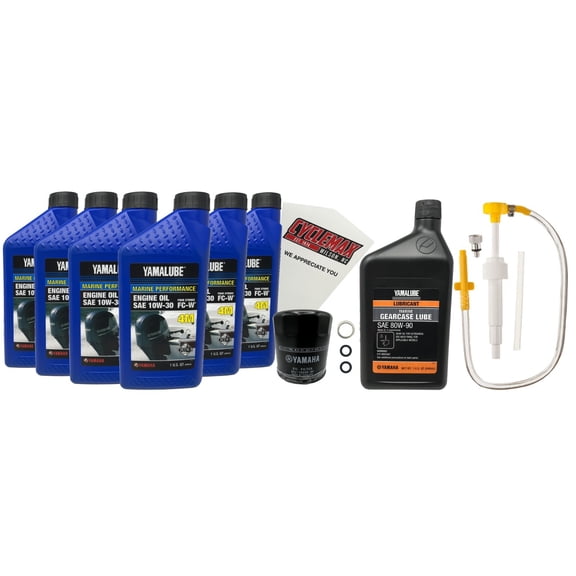 Cyclemax 10W30 Marine Gear Pump Oil Change Kit fits 2002-2024 Yamaha F200 Motor