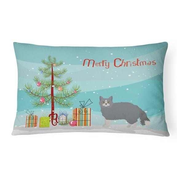 Carolines Treasures CK4707PW1216 Selkirk Rex 1 Cat Merry Christmas Canvas Fabric Decorative Pillow, 12H x16W, multicolor