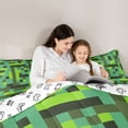 thumbnail image 5 of Homewish Female Men Women Pixelated Blocks Miners Bedding Comforter Set 2pcs,Building Blocks Construction Game Twin Comforter Sets Microfiber,Abstract Geometric Plaid Grid Breathable Bedding Set, 5 of 8