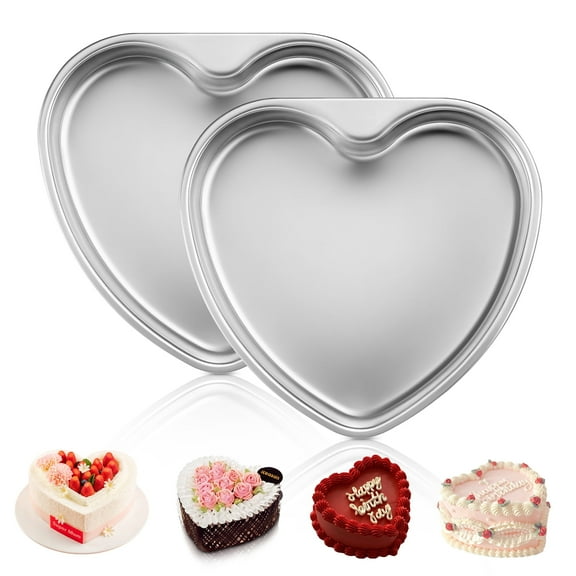 Coliware 2 Pack Heart-Shaped Cake Pan, 9.5 inch Nonstick Baking Mold, Heat-Resistant Moulding Tin for Wedding, Birthday Party, Food-Grade & Dishwasher Safe Bakeware