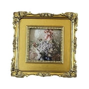 Retro Style Picture Frame Embossed Display Holder Stand Tabletop Wall Hanging Painting Frame Ornament Resin Photo Frame for Wedding New Year Square