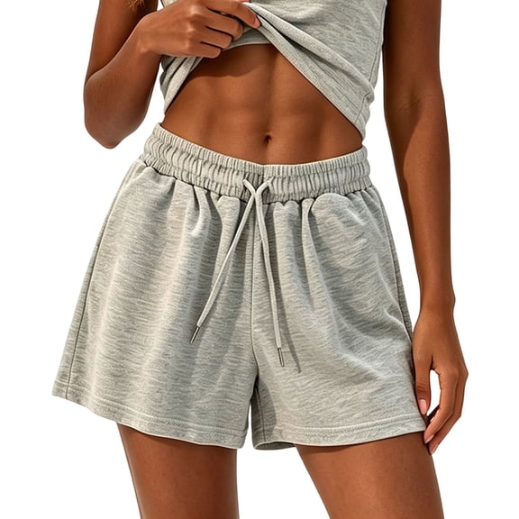 ZHYou Sweat Shorts for Women Soft Drawstring Loose Elastic Waist High Rise Casual Summer Lounge Shorts,Gray,Size 3XL