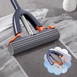MORESEC Clean Floors Effortlessly with This No-Hand-Wash Sponge Mop, a Roller-Type Rubber Mop with a Thickened Foldable Head and Built-In Brush for Easy Squeezing