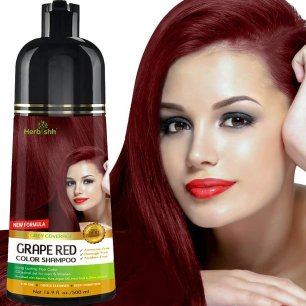 Champú Tinte Capilar Herbishh 500ml Rojo Uva Libre de Amoníaco