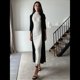 thumbnail image 5 of Vestido Informal de Punto Acanalado para Mujer, Sin Mangas, Ajustado, Elegante, para Salir A la Playa o Vacaciones. Crema L, 5 of 9