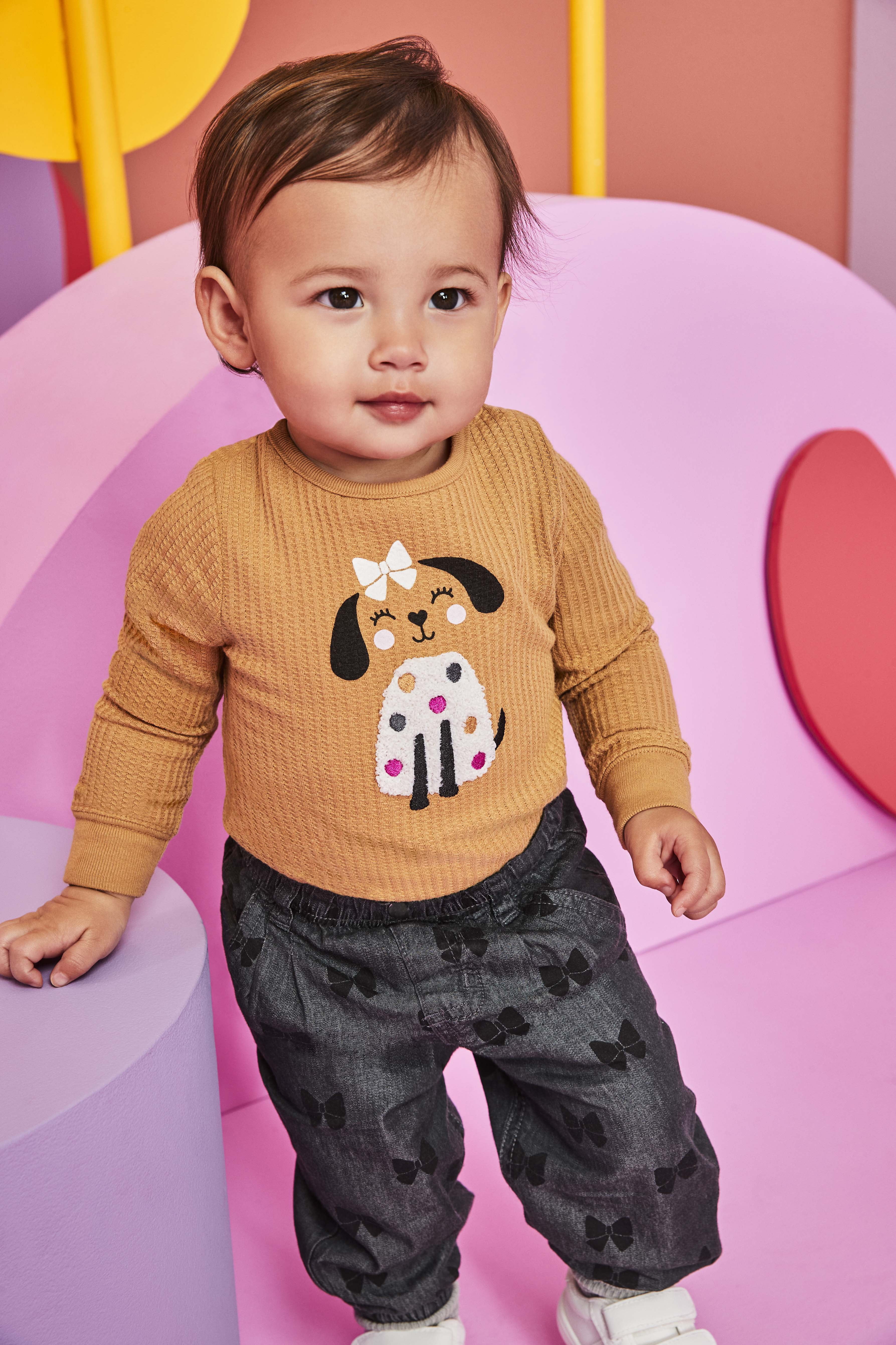 Garanimals Baby Girls Knit Printed Denim Pants, Sizes 0-24 Months