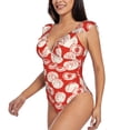 thumbnail image 3 of Yiaed Tomatoes Print Women's Ruffled One Piece Swimsuit V Neck Swimwear Slimming Monokini for Woman-Large, 3 of 8