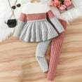 thumbnail image 4 of Kaemgyyd 3-10 Y Toddler Baby Girls Clothes 2 Piece Set Fashion Knit Ribbed Ruffle Hem Pullover and Pants Spring Fall Outfit, 4 of 6