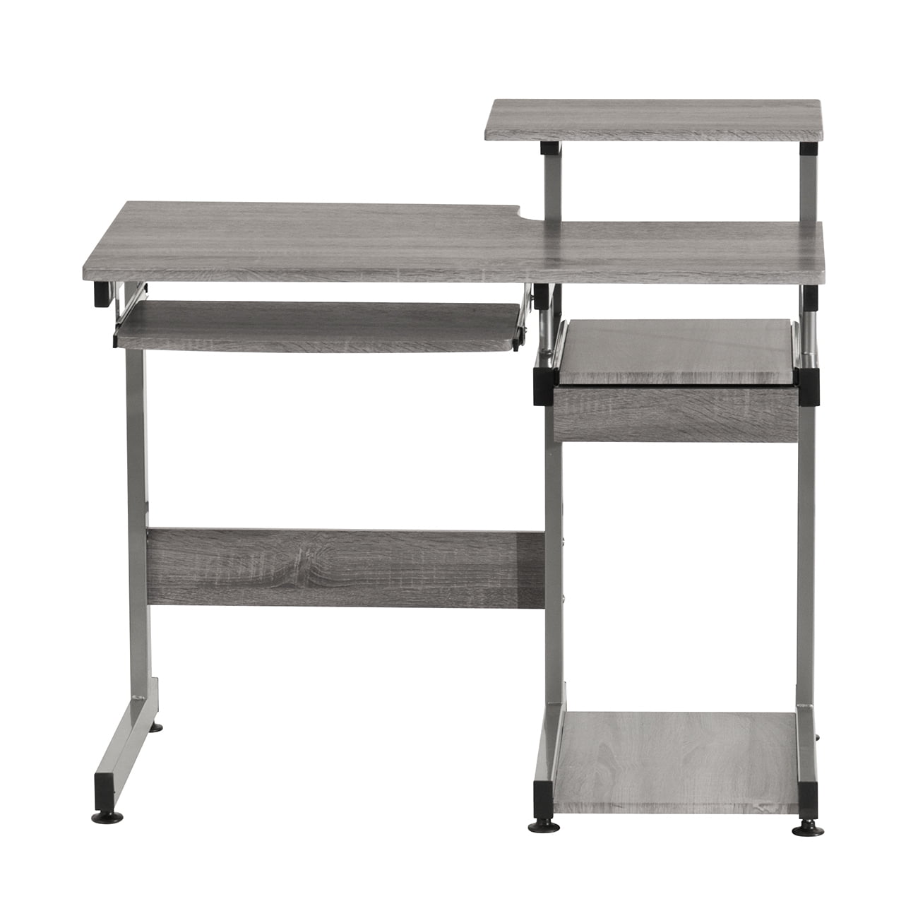 Complete Computer Workstation Desk, Moisture Resistant MDF Office Table with Pullout Keyboard Tray, CPU Shelf & Storage Drawer, Scratch-Proof Steel Frame for Home Workspace