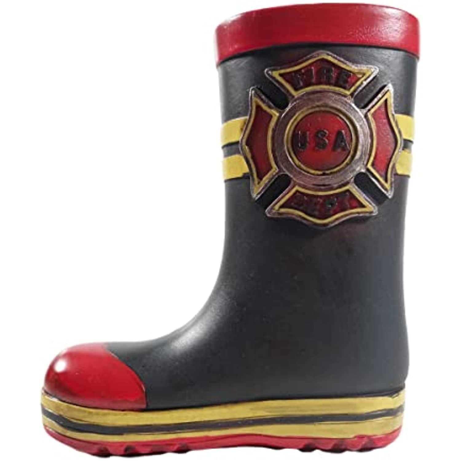 Urbalabs Western USA Fireman Fire Dept Boot Vase 7 Inch Black Rain Boot