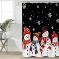 thumbnail image 2 of Black Christmas Snowman Shower Curtains for Bathroom Waterproof Fabric Bath Curtains Decor Bath Tub Curtain Snowflake Winter Decorative Shower Curtain Sets with 12 Hooks, 72x72 Inch, 2 of 6