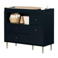 South Shore Changing Table with Drawers and Open Storage Navy Blue ...