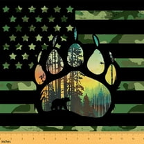 Castle Fairy Safari Bear Paw Fabric by the Yard 3 Yards, Green Camo American Flag Room Decor Fabric by the Yard, Camouflage US Flag Fabric for Sewing